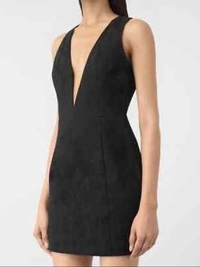 All Saints Black Deep V Mini Dress